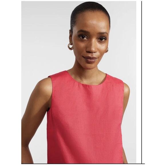 Hobbs London Shirt Womens US 2 Rouge Pink Malindi Linen Sleeveless Back Button - Picture 6 of 15